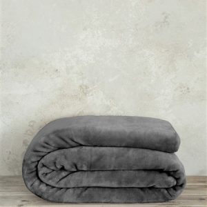 Nima Home - Κουβέρτα Βελουτέ Υπέρδιπλη 220x240 Coperta - Dark Gray
