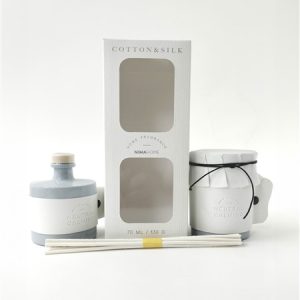Nima Home - Σετ Αρωματικό Χώρου με Στικ 70ml & Αρωματικό Κερί 130gr - Cotton & Silk