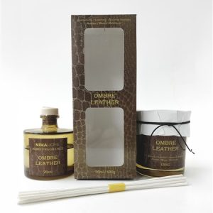 Nima Home - Σετ Αρωματικό Χώρου με Στικ 70ml & Αρωματικό Κερί 130gr - Ombre Leather