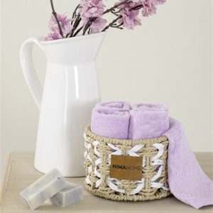 Nima Home - Καλαθάκι  με 5 τεμάχια Λαβέτες - Bamboo Calm Pink