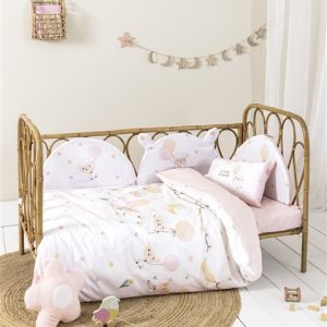 Nima Home - Σετ Σεντόνια Κούνιας με Λάστιχο - Little Sheep - (1 x 70x140+15 + 1 x 120x170 + 1 Μαξιλαροθήκη 30x40)
